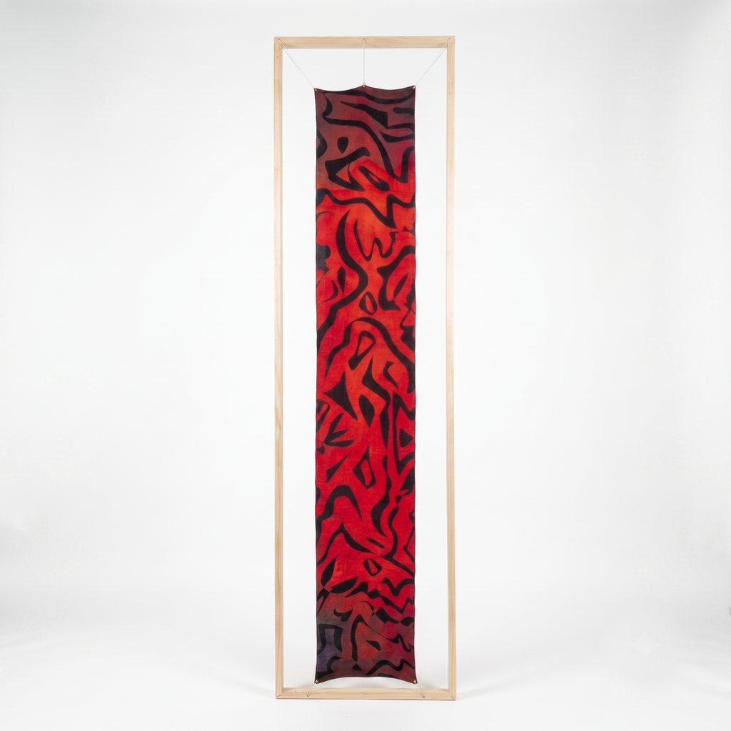 B108 Tectonic Ember Wool-Silk Scarf | Illustrated Fine Art Print