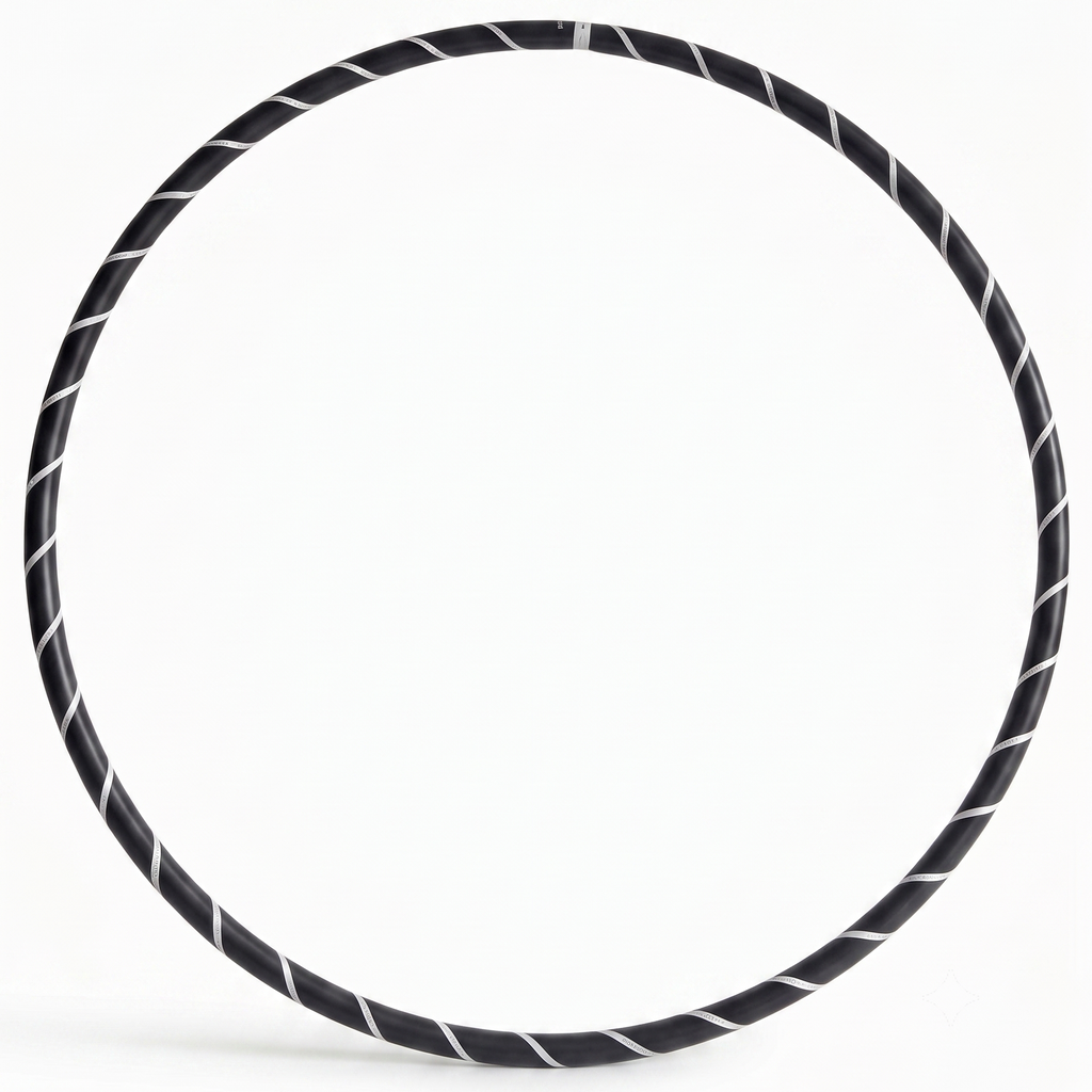 Black and white striped hula hoop on a white background