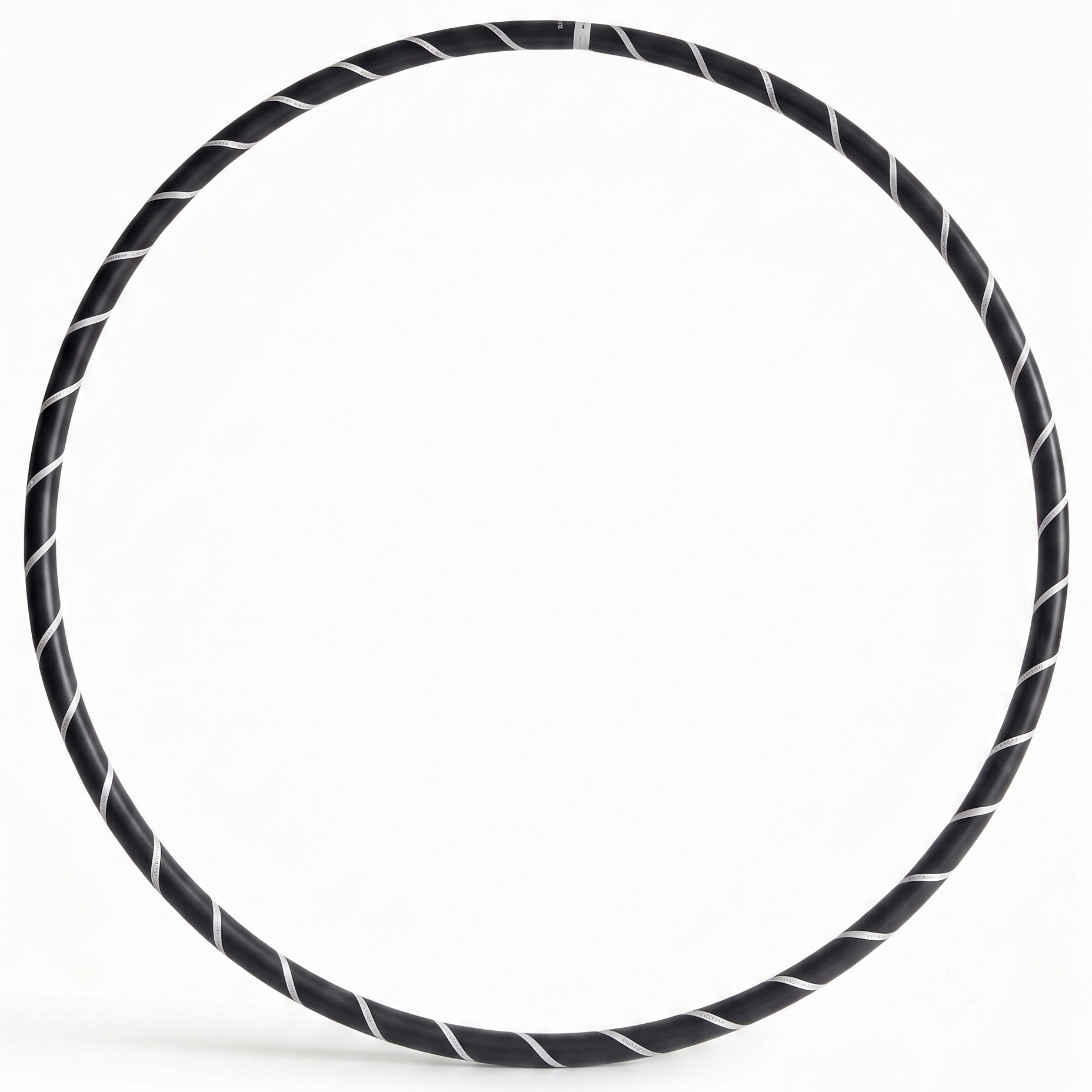 Black and white striped hula hoop on a white background