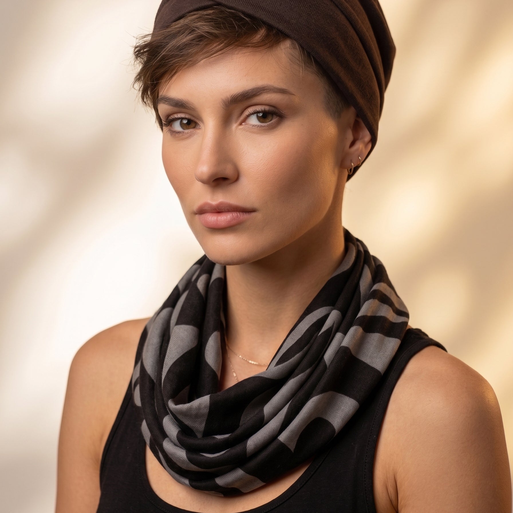 Tectonic Monochrome Wool-Silk Scarf