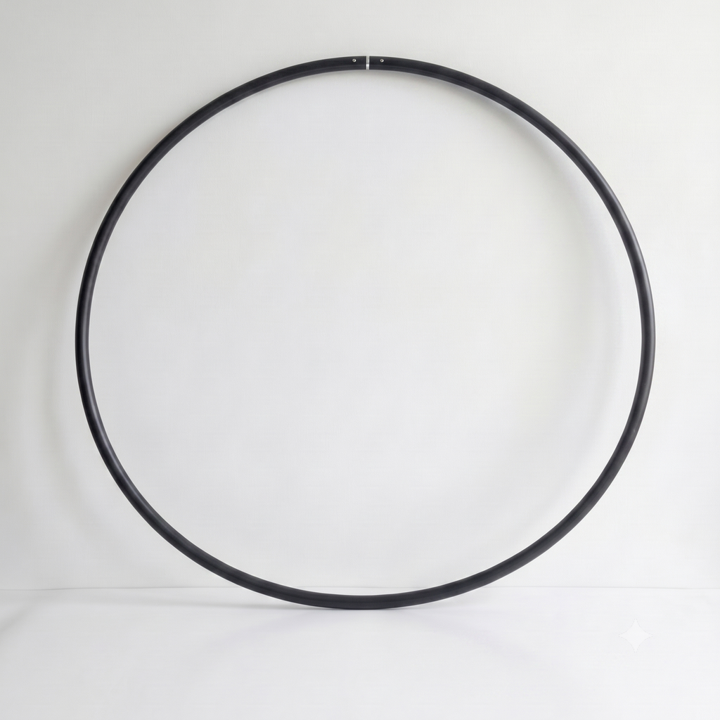 B108 professional mid-weight dance and fitness hula hoop in Obsidian Black classic untaped finish, handmade in Sydney from recycled plastic.